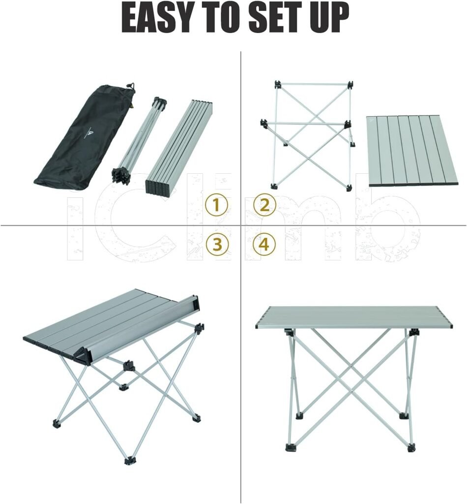 iClimb Ultralight Compact Camping Folding Table with Carry Bag (Nature- S)