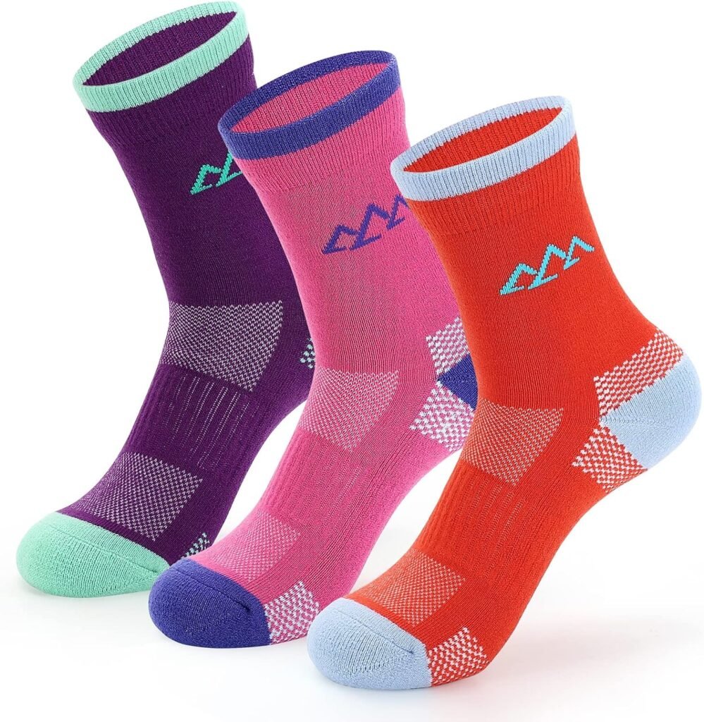 innotree 3 Pack Womens Merino Wool Hiking Socks, Half Cushioned Hiking Thermal Socks Moisture Wicking Micro Crew Socks